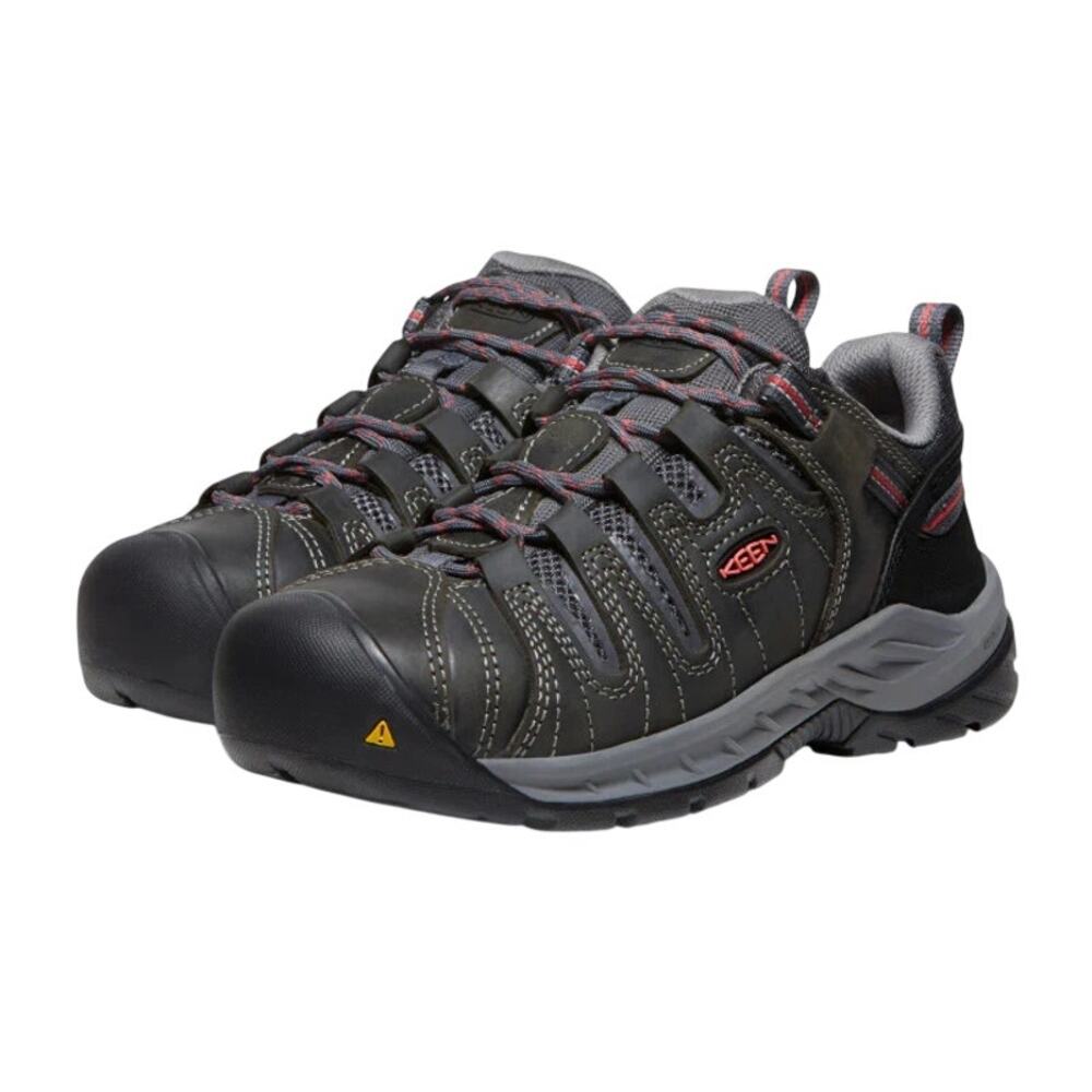 Keen Womens Flint II Steel Toe Work Sneakers Size 5 WIDE Grey Leather NIB